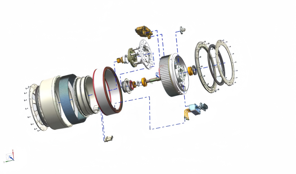 exploded view of Beetle Motor in hub electric motor